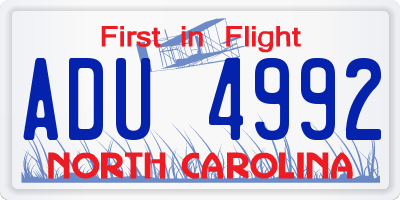 NC license plate ADU4992