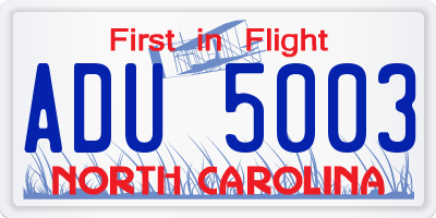 NC license plate ADU5003