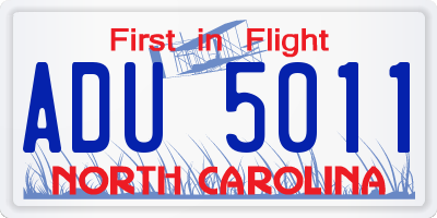 NC license plate ADU5011