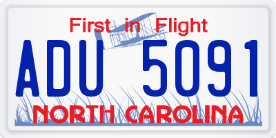 NC license plate ADU5091