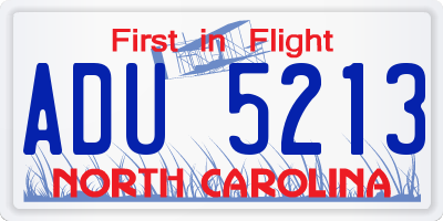 NC license plate ADU5213