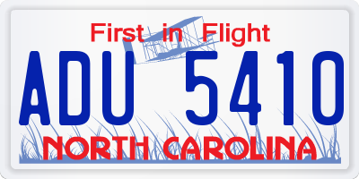 NC license plate ADU5410
