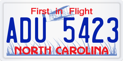 NC license plate ADU5423