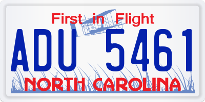 NC license plate ADU5461