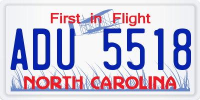 NC license plate ADU5518