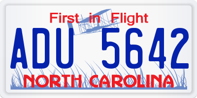 NC license plate ADU5642