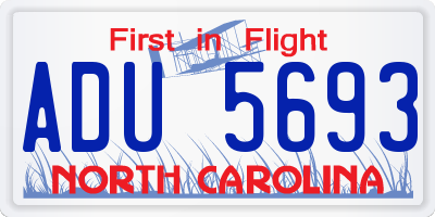 NC license plate ADU5693