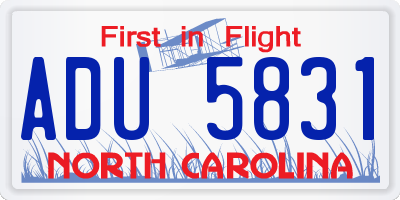 NC license plate ADU5831