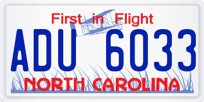NC license plate ADU6033