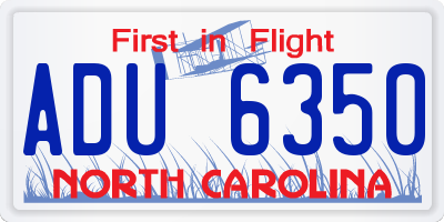 NC license plate ADU6350