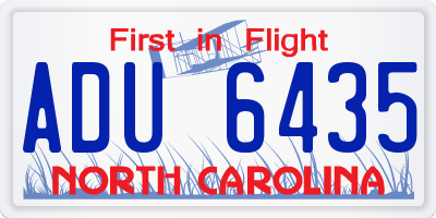 NC license plate ADU6435