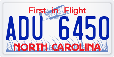 NC license plate ADU6450