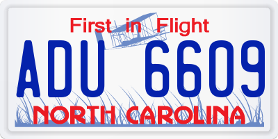 NC license plate ADU6609