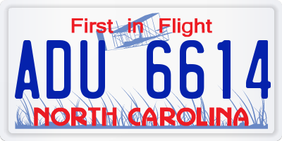 NC license plate ADU6614