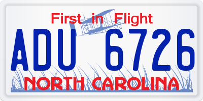 NC license plate ADU6726