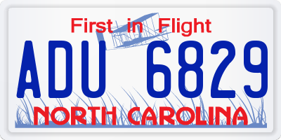 NC license plate ADU6829