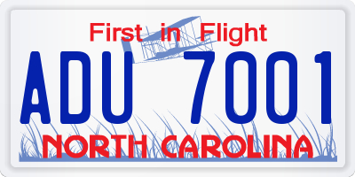 NC license plate ADU7001