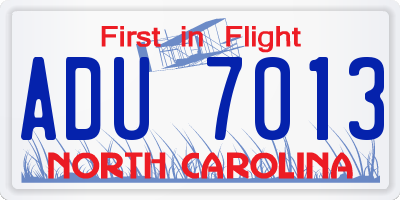 NC license plate ADU7013
