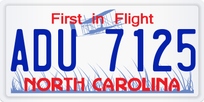 NC license plate ADU7125