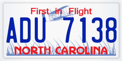 NC license plate ADU7138