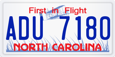 NC license plate ADU7180
