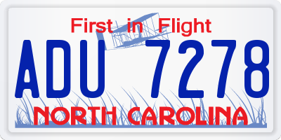 NC license plate ADU7278