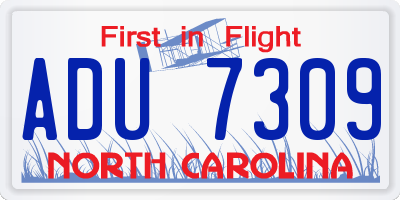 NC license plate ADU7309