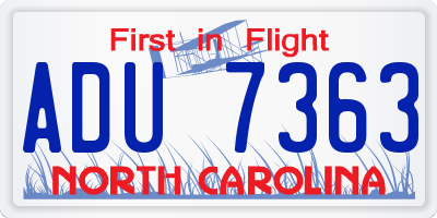 NC license plate ADU7363