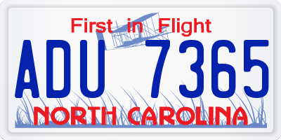 NC license plate ADU7365