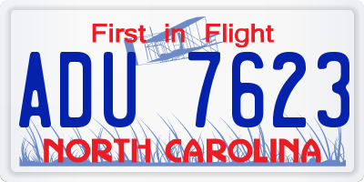 NC license plate ADU7623