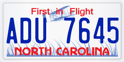 NC license plate ADU7645
