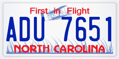 NC license plate ADU7651