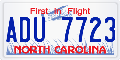 NC license plate ADU7723