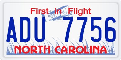 NC license plate ADU7756