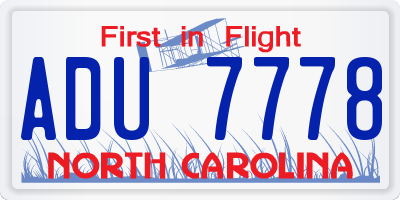 NC license plate ADU7778