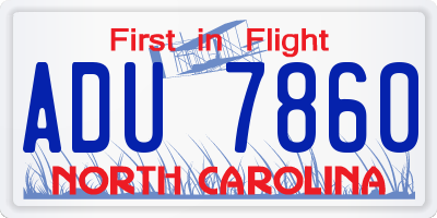 NC license plate ADU7860