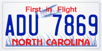 NC license plate ADU7869