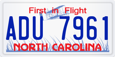 NC license plate ADU7961
