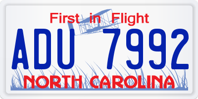 NC license plate ADU7992