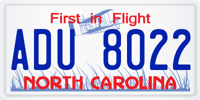 NC license plate ADU8022