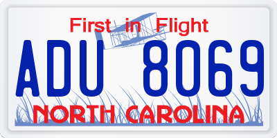 NC license plate ADU8069