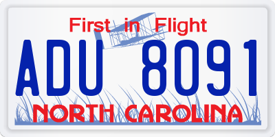 NC license plate ADU8091