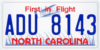 NC license plate ADU8143