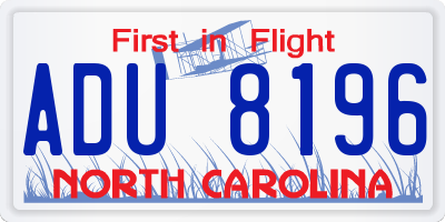 NC license plate ADU8196