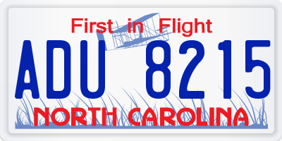 NC license plate ADU8215