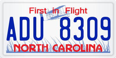 NC license plate ADU8309