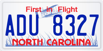 NC license plate ADU8327