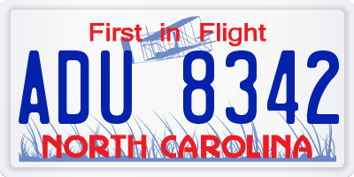 NC license plate ADU8342
