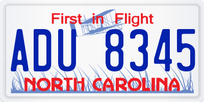 NC license plate ADU8345