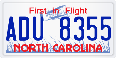 NC license plate ADU8355